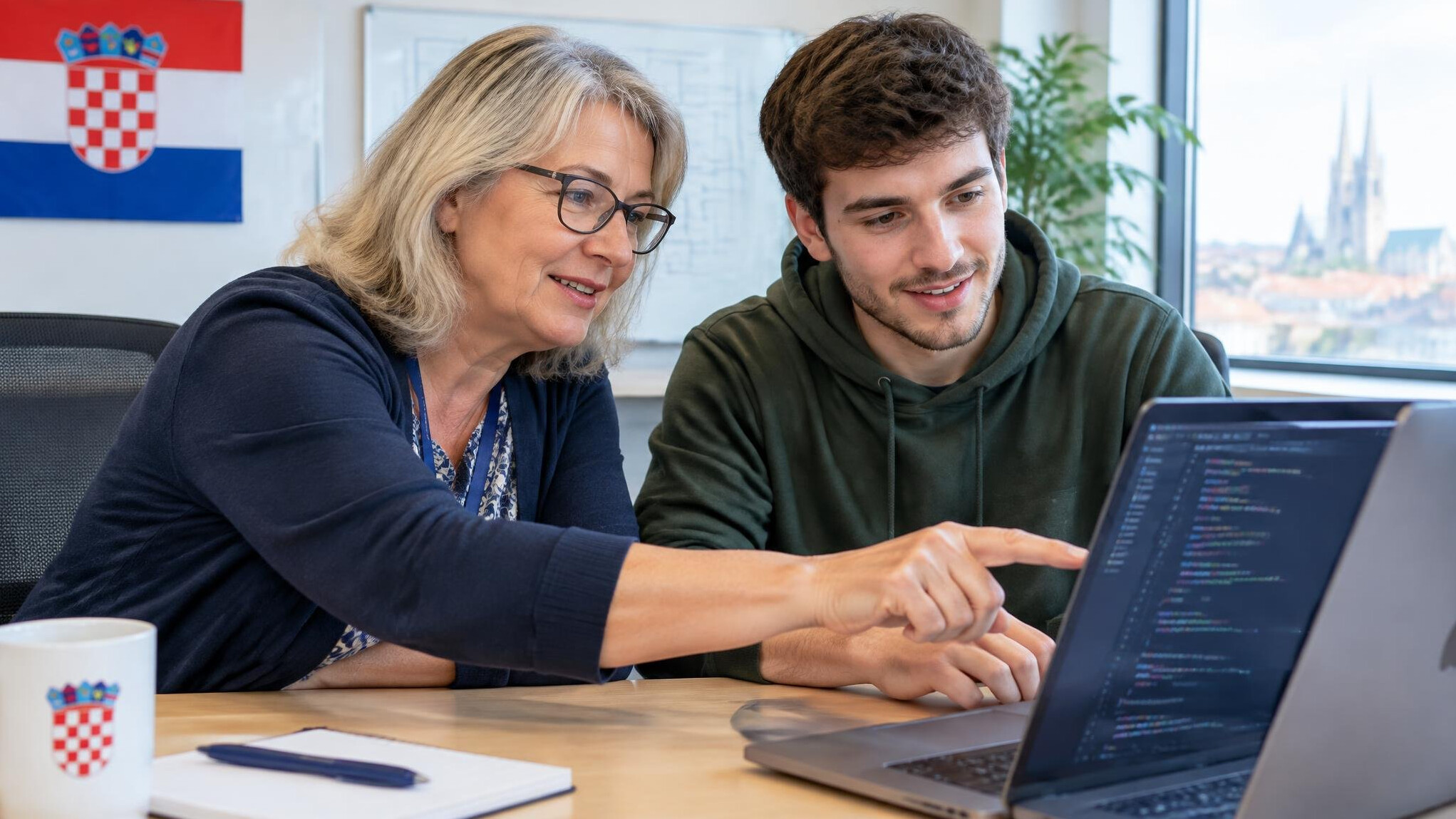 Mentor explaining code to a junior developer