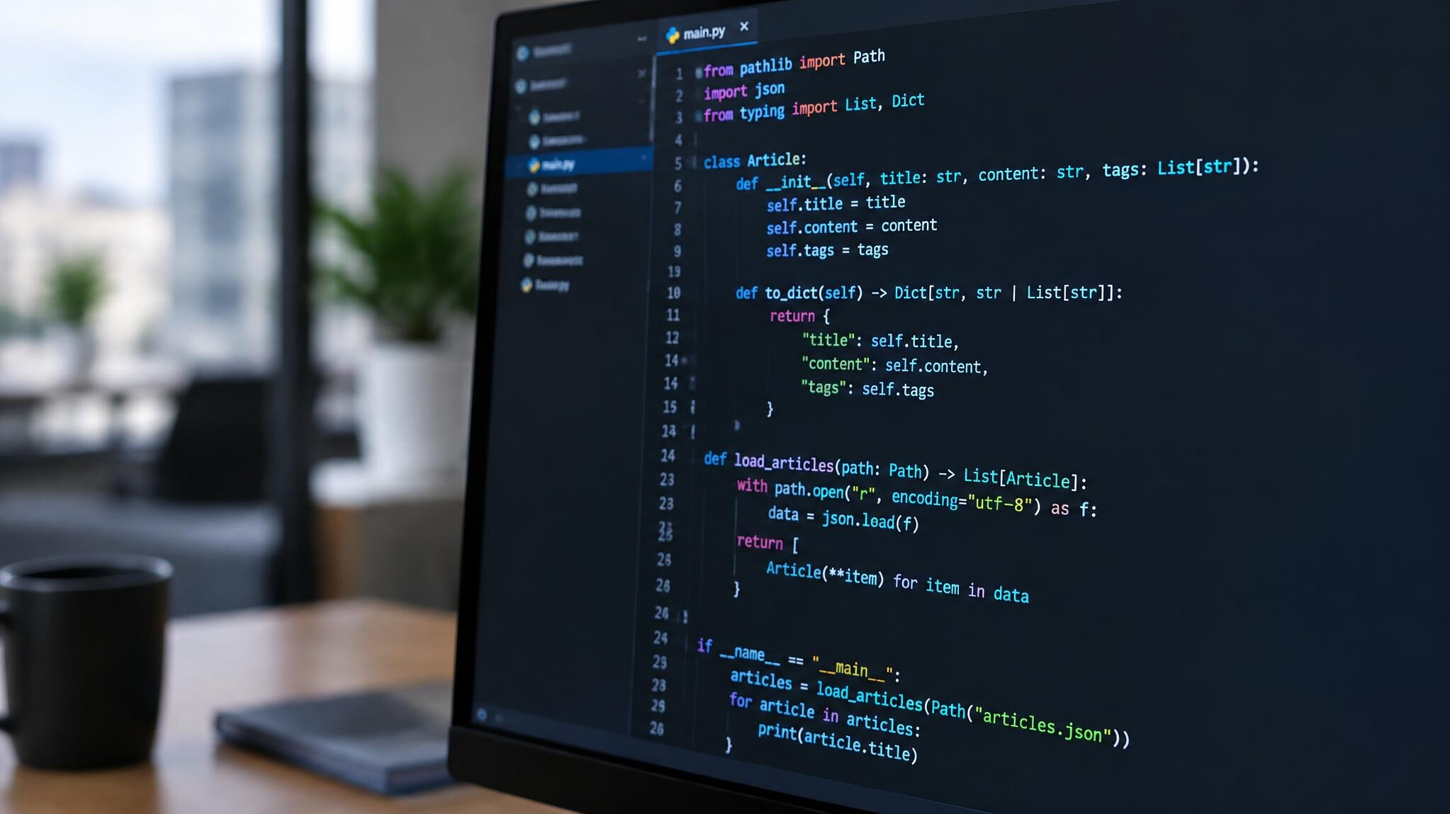 Close-up of code editor on a computer screen